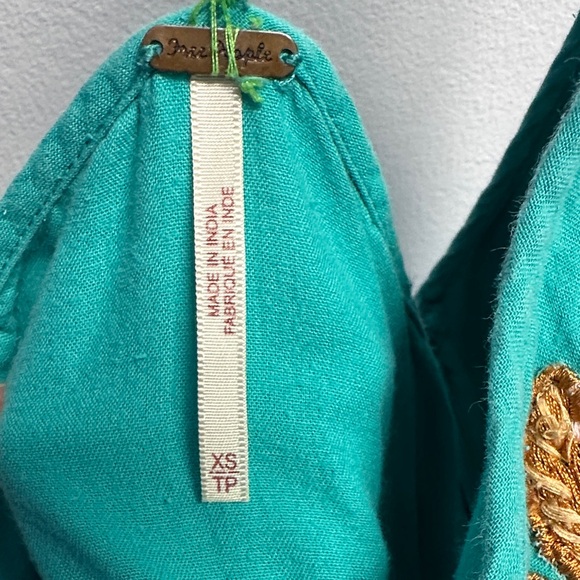 Free People Turquoise Dress with Floral Details - Picture 3 of 10